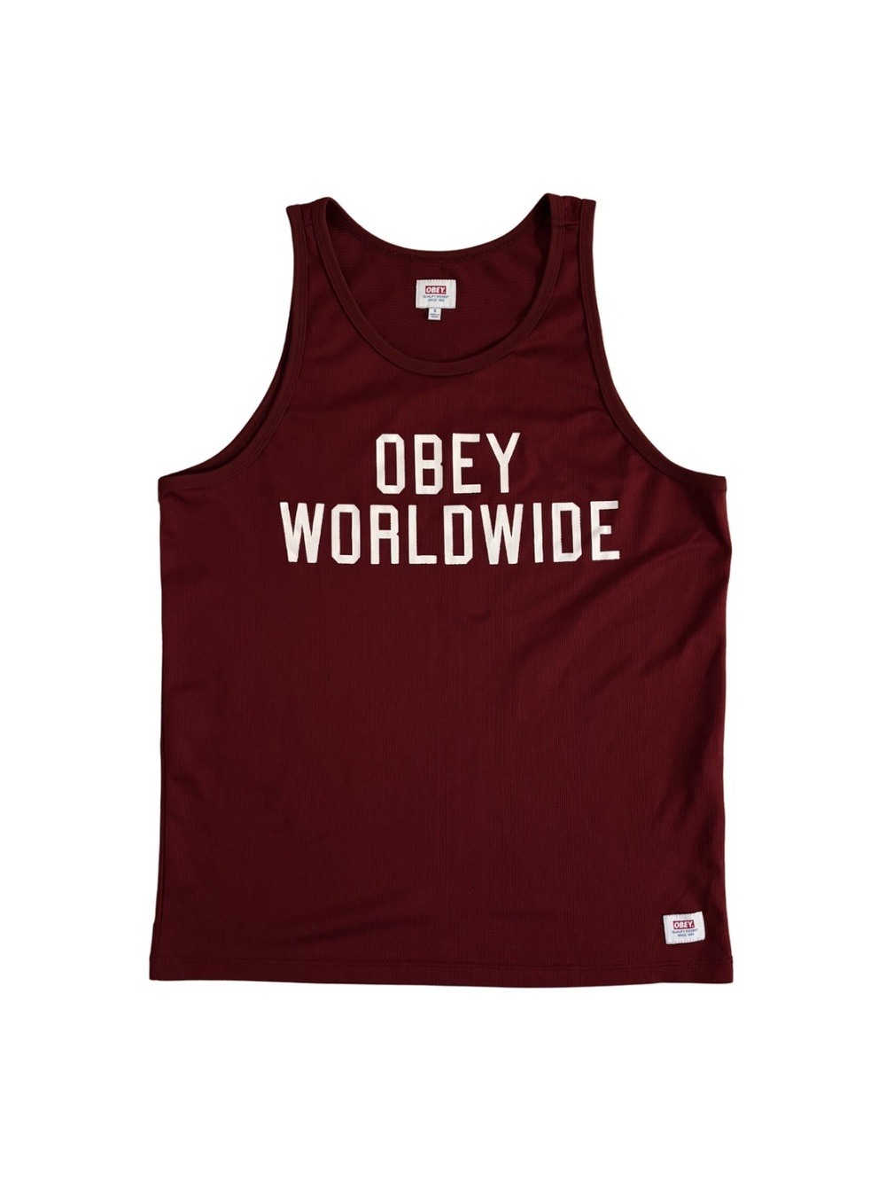 OBEY Worldwide Men's Maroon Mesh Tank Top